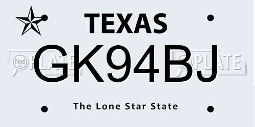 GK94BJ Texas License Plate