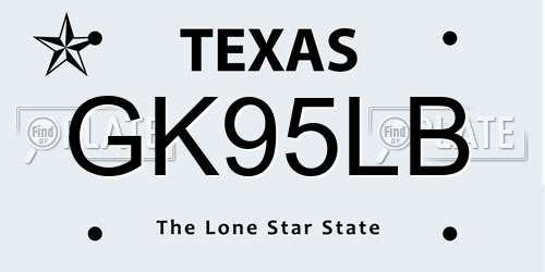 GK95LB Texas License Plate