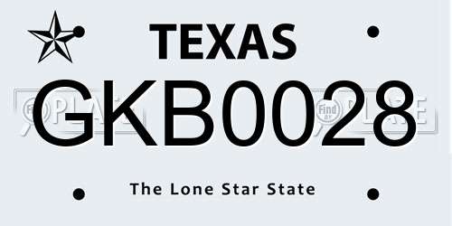 GKB0028 Texas License Plate