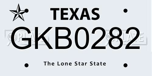 GKB0282 Texas License Plate