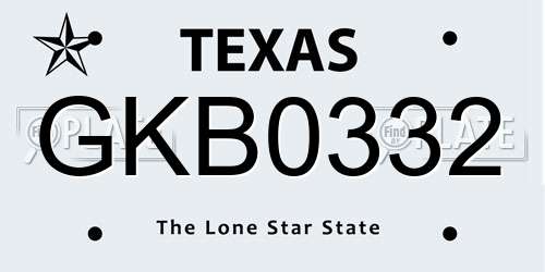 GKB0332 Texas License Plate