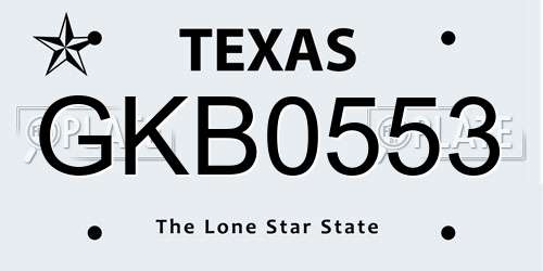 GKB0553 Texas License Plate