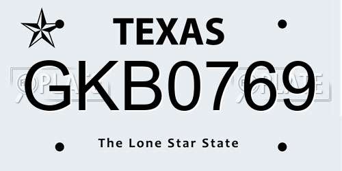 GKB0769 Texas License Plate