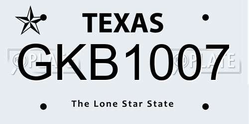 GKB1007 Texas License Plate