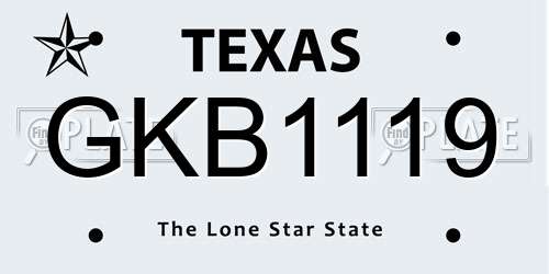 GKB1119 Texas License Plate
