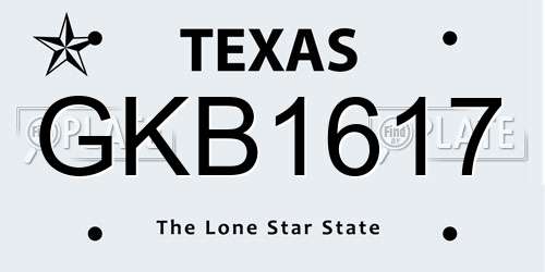 GKB1617 Texas License Plate
