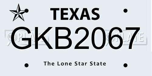 GKB2067 Texas License Plate