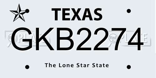 GKB2274 Texas License Plate