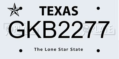 GKB2277 Texas License Plate