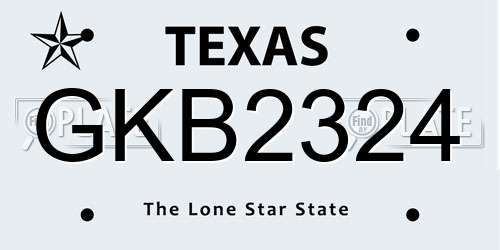 GKB2324 Texas License Plate