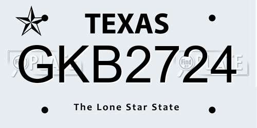 GKB2724 Texas License Plate