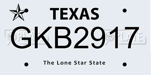 GKB2917 Texas License Plate