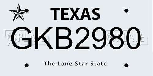 GKB2980 Texas License Plate