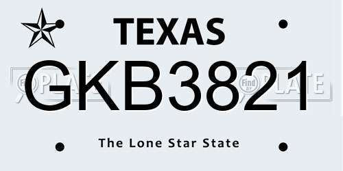 GKB3821 Texas License Plate