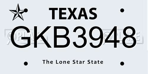 GKB3948 Texas License Plate