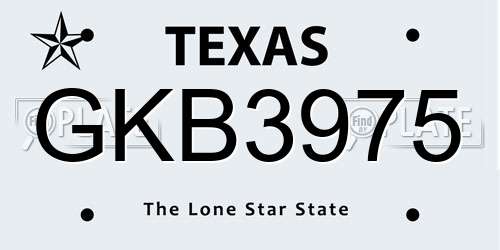 GKB3975 Texas License Plate