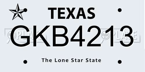 GKB4213 Texas License Plate