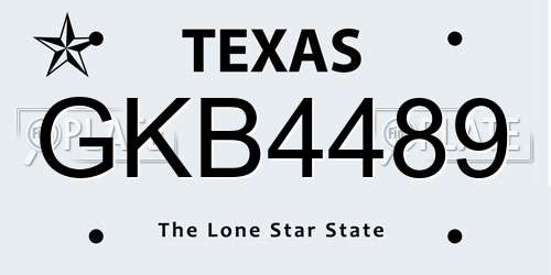 GKB4489 Texas License Plate
