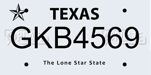GKB4569 Texas License Plate