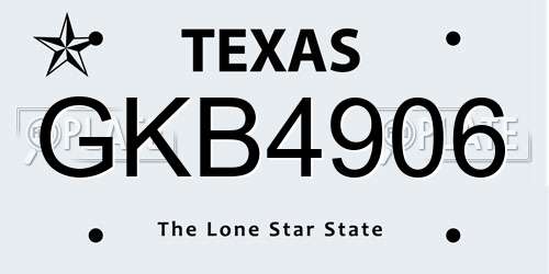 GKB4906 Texas License Plate