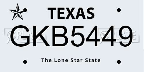 GKB5449 Texas License Plate