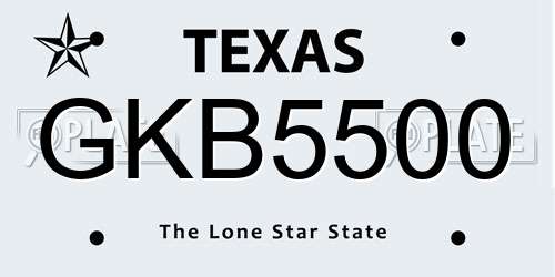 GKB5500 Texas License Plate