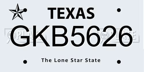 GKB5626 Texas License Plate