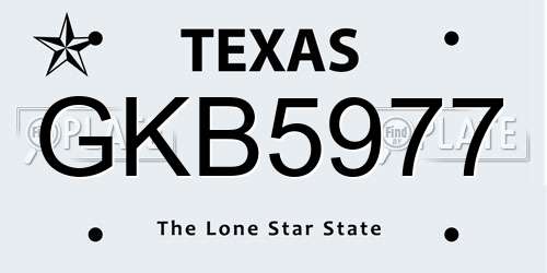 GKB5977 Texas License Plate