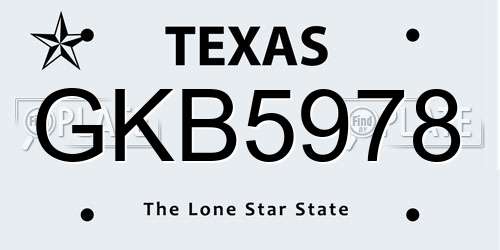 GKB5978 Texas License Plate