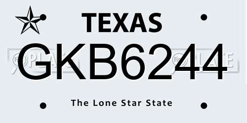 GKB6244 Texas License Plate
