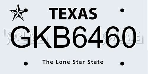 GKB6460 Texas License Plate