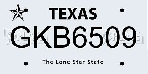 GKB6509 Texas License Plate