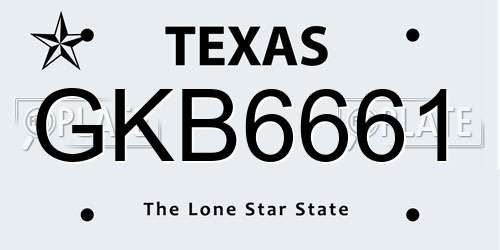 GKB6661 Texas License Plate