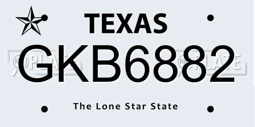 GKB6882 Texas License Plate