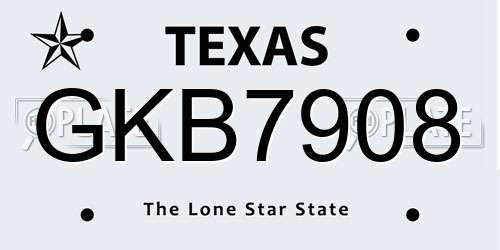 GKB7908 Texas License Plate