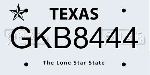 GKB8444 Texas License Plate