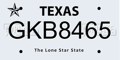 GKB8465 Texas License Plate