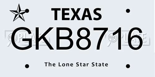 GKB8716 Texas License Plate
