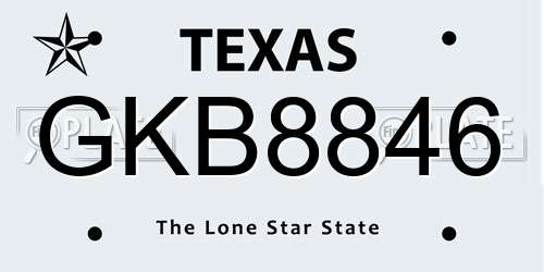 GKB8846 Texas License Plate