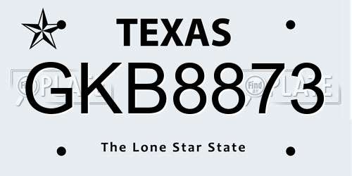 GKB8873 Texas License Plate
