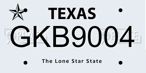 GKB9004 Texas License Plate