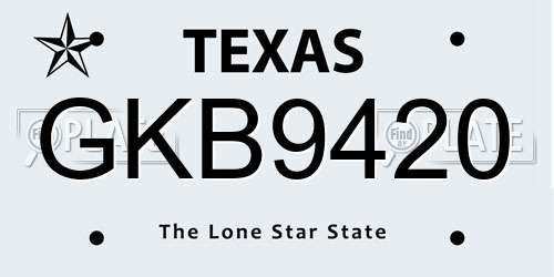 GKB9420 Texas License Plate