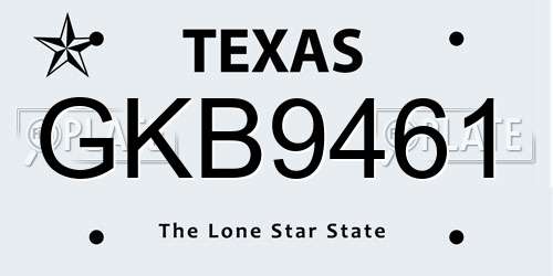 GKB9461 Texas License Plate