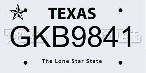 GKB9841 Texas License Plate