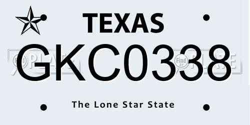 GKC0338 Texas License Plate