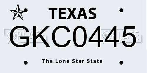 GKC0445 Texas License Plate