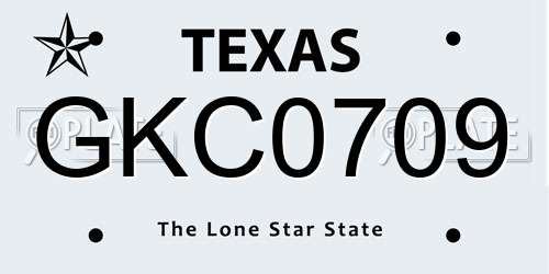 GKC0709 Texas License Plate