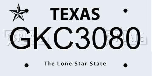 GKC3080 Texas License Plate