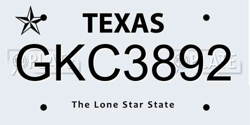 GKC3892 Texas License Plate