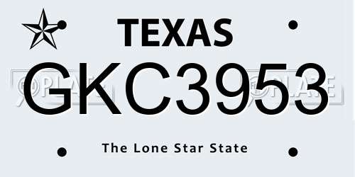 GKC3953 Texas License Plate